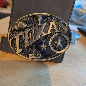 Texas State Brass Belt Buckle